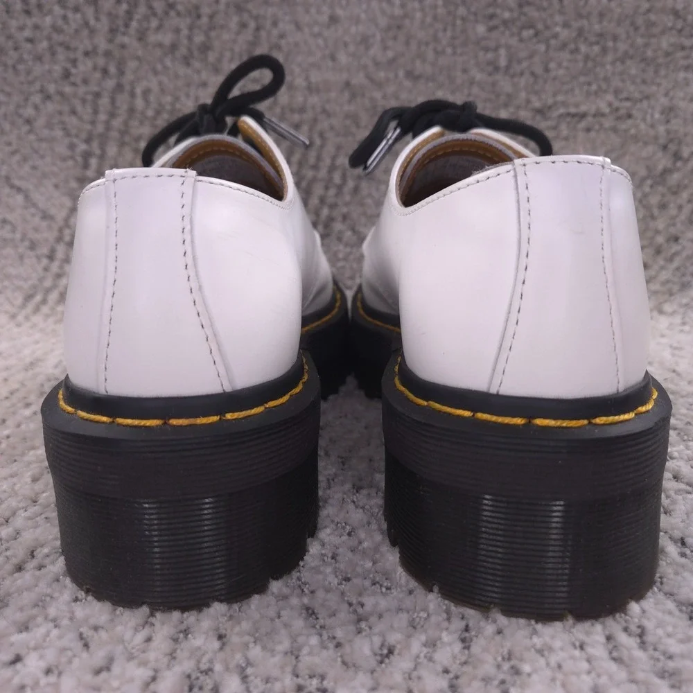 Dr Martens 1461 Quad Platform Shoes Women Size 7 Boots Low Top White Leather EUC